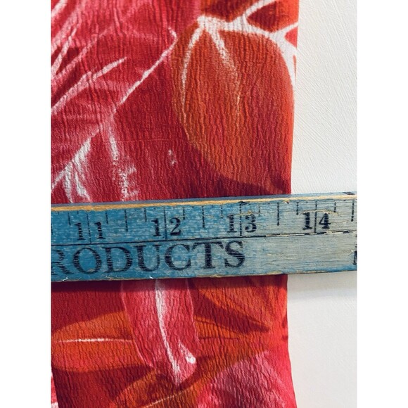 R K Originals Dress 10P Petites Red Pink Faux Wrap Tropical Floral Sleeveless - Picture 8 of 16